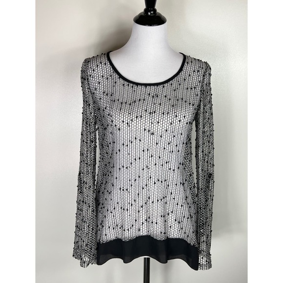 Joseph Ribkoff Open Mesh Overlay Top, Size 6 - Picture 1 of 9